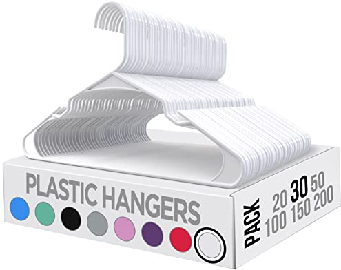 Utopia Home 30er-Pack Kunststoffbügel Platzsparende, langlebige Bügel mit Schulterrillen, weiß