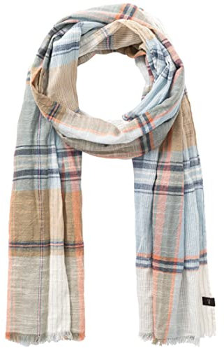 camel active Herren Baumwollschal im Karomuster Hellblau menswear-OS