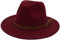 Faringoto Fedora Hut Damen Wollfilz Vintage Kirche Damen Hut Unisex breite Krempe, weinrot, M