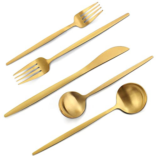 VANVRO Juego de cubiertos de acero inoxidable de 60 piezas, juego de cubiertos de acabado satinado, servicio para 12, hogar y restaurante, apto para lavaplatos