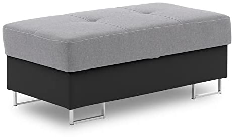 Hocker RIGATTO mit Kasten - polstermöbel. Fusshocker gepolstert für Sessel, Sofa, Couch, Sitzhocker mit Stauraum. Hocker fürs Wohnzimmer. Soft Öko-Leder Stoff. (LUX 32 + Soft 11)