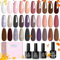 BGel Polish 16 Colors Gel Nail Natural Charm Collection Pink Nude Nail Design Soak Off Burgundy Manicure Golden Glitter Color Set Need Uv Light Cured Salon Home Diy