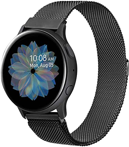 Amzpas Armband für Samsung Galaxy Watch Active 2/3/4/5/Classic/Pro - 20mm Metall Edelstahl Ersatzarmband