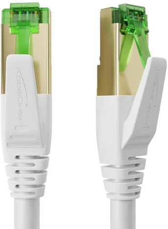 KabelDirekt – Cable Ethernet Cat 7 – 0,5m – Cable de red/LAN/RJ45, 10Gbit/s – Disponible en 0,25-30m (Para redes de alta velocidad, juegos, PC, conmutador/router/módem, blanco)