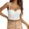 LOIJMK Women's Corset Top Bustier Tank Top Straps Solid Short Fashion Shirt with Lace, White, XXL 195VmAVUo