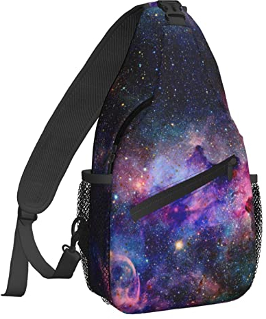 NiuKom Schultertasche für Damen, Umhängetasche, lässiger Tagesrucksack, Rucksack, Herren, Brusttasche, Fitnessstudio, Radfahren, Reisen, Wandern, Galaxies Space, Einheitsgröße, Sling-Rucksäcke