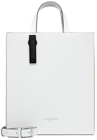 Liebeskind Berlin Paperbag Tote M – Paperbag Tasche aus Leder mit Jacquard-Schultergurt & Logodetails I Damen-Tasche | Leder Handtasche Damen | Women’s Tote Bag