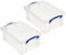 Really Useful Box Stackable 9 Liter Plastic Storage Container Bin with Snap Lid and Built-In Clip Lock Handles for Home & Office Organization (2 Pack)