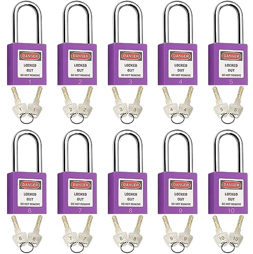 SAFBY Lockout Tagout-Schlösser, Sicherheitsvorhängeschloss, unterschiedlich schließend, Loto Sicherheits-Vorhängeschlösser für Lock-Out-Tag-Out-Kits, Station (lila 1–10)
