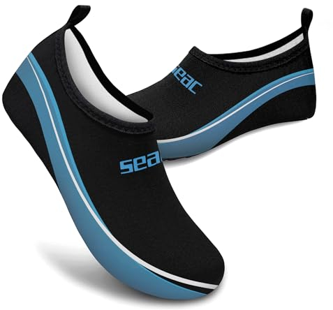 Seac Smile, Wassersportschuhe, für Meer, Strand und Pool, rutschfeste, elastische Schuhe, schwarz, 44 EU
