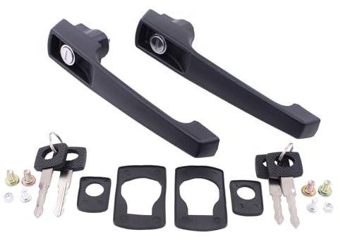 Türgriffe Außen Tür Griff Außentürgriff Griffe Schloss Türgriff Verriegelungstasten Türaußengriff mit Schließzylinder mit Schlüssel schwarz vorne links und rechts für T1 T2 LN1 SK 1850 Vario NG LKW