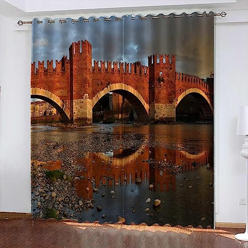 3D Schattierung Gardinenschals Mauern Bauen Gardinen Mit Ösen Verdunklungsvorhänge Kinderzimmer & Schlafzimmer Trennwand Vorhang Sichtschutz - Kinde