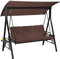 Yaheetech Swing Chair 3 Seater Garden Seat Outdoor, Hammock Hanging Swing Chair with Weather Resistant Steel Frame, Adjustable Tilt Canopy for Yard/Balcony/Backyard/Deck, Dark Brown