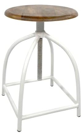 Drehhocker Barhocker Hocker Drehstuhl höhenverstellbar Massivholz Sitz Metall Gestell Farbe reinweiß - Tabacco