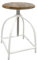 Amago home Drehhocker Barhocker Hocker Drehstuhl höhenverstellbar Massivholz Sitz Metall Gestell Farbe reinweiß - Tabacco