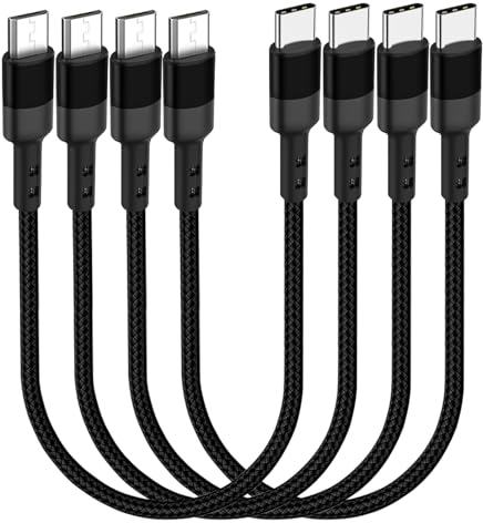 SUMPK USB C to Micro USB Cable 30cm 4-pack, Short Micro USB to Type C Adapter Cable Braided, OTG 480Mbps Data Transfer USB C to USB Micro Compatible for Samsung Galaxy S7 S6, J7, J3, MacBook Pro Air