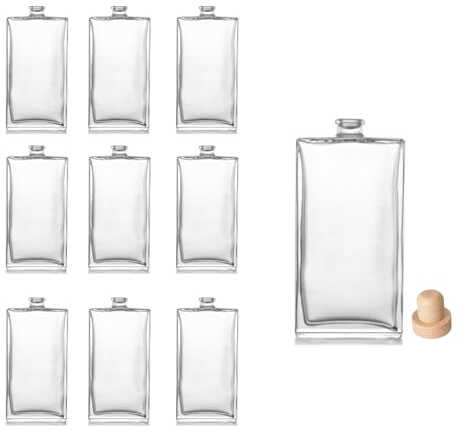 ESENCIA ANDALUSI Empty Bottles, Hip Flask 100ml Wine Bottle Liquor Bottle Oil Bottle, Empty Glass Bottle, Mikado Bottle, Refillable Bottle with Stopper, Glass Bottle (12)