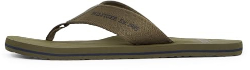 Tommy Hilfiger Herren Flip Flops Beach Sandal Zehentrenner, Grün (Army Green), 45