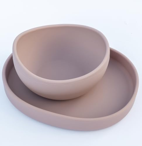 BALUU Napfset aus Silikon für Katzen und Hunde; Katzennapf/Hundenapf 200 ML inklusive großer Futterschale, 2er Napfset, Trinkschale (Altrosa)