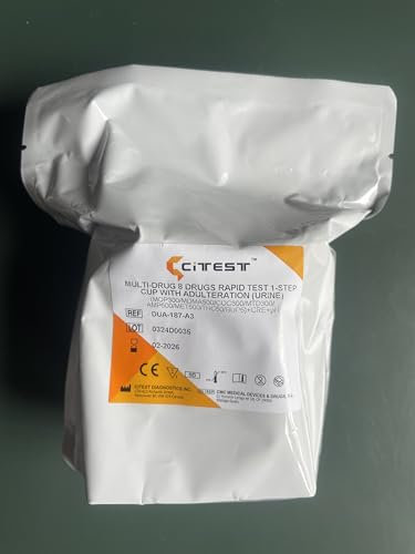 Test 8 drogas con recipiente orina incluido. THC-COCAÍNA-MORFINA-EROINA-CANNABIS-ALCOOL. Paquete de 1 unidad