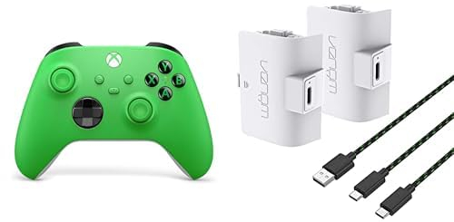 Xbox Wireless Controller – Velocity Green+Venom 1100-mAh-Akku mit hoher Kapazität, Doppelpack - Weiß Series X & S One