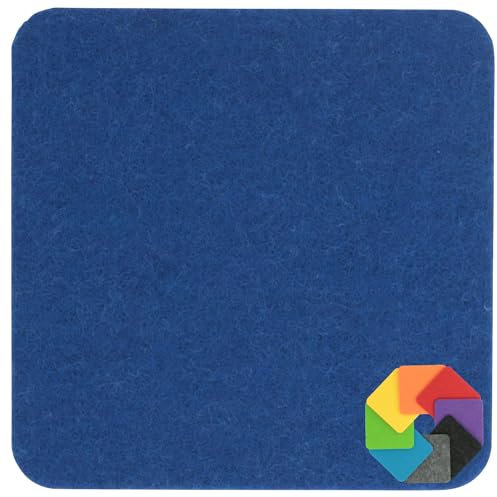 Design Filz Untersetzer eckig - 10x10cm in Royalblau für Glas, Getränke, Bar, Tasse, Vase