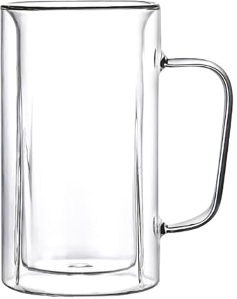 GFHTRELY Bierkrüge, modern, einfach, hohes Borosilikatglas, doppellagig, Bierkrug mit großem Fassungsvermögen, gefrorenes Flüssigglas-Bierglas (C)