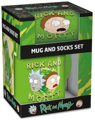 Pyramid International Rick and Morty Tassen- und Socken-Set – lustiges Rick and Morty-Design, inklusive passenden gemütlichen Socken, langlebig und mikrowellengeeignet, tolle Wahl für