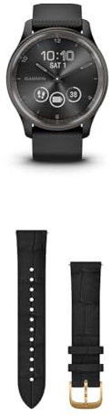 Garmin vívomove Trend, Stylish Hybrid Smartwatch with up to 5 days battery life, Black & Quick Release Band (20 mm) - Black Embossed with 24K Gold