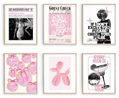 Habseligkeit Modische Wandkunstdrucke, trendige, niedliche Wandkunst-Poster für Raumdekoration, ästhetisch, einzigartige Raumdekoration für Mädchenwohnheim, ungerahmt, 27,9 x 35,6 cm, 6 Stück