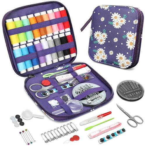 KEYHOT Nähset Grundausstattung, Reisenähset Nadel und Faden Set, Reise Nähzeug Set Kleines Sewing Kit mit Inhalt für unterwegs Hochwertig Anfänger mit Knöpfen（87PCS）