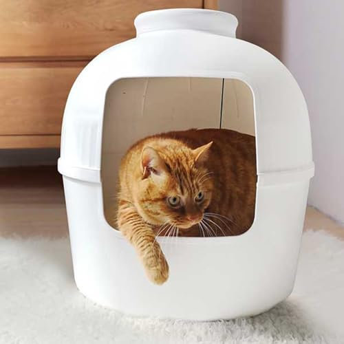 Cat Litter Box Planter, Hidden Litter Box Enclosure Enclosed Safe Space PP Material Hidden Kitty Litter Box Furniture for Home Decor, Spacious Interior (White)