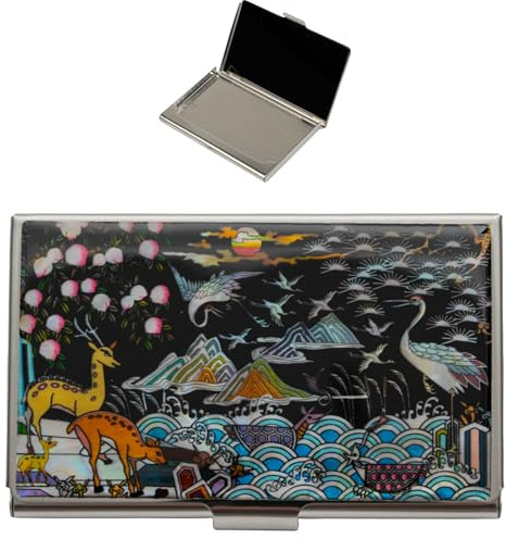 February Mountain Perlmutt-Visitenkartenetui – Korea Geschenk, schlankes Metall-Etui für Kreditkarten & Visitenkarten, RFID-Schutz (Colorful)