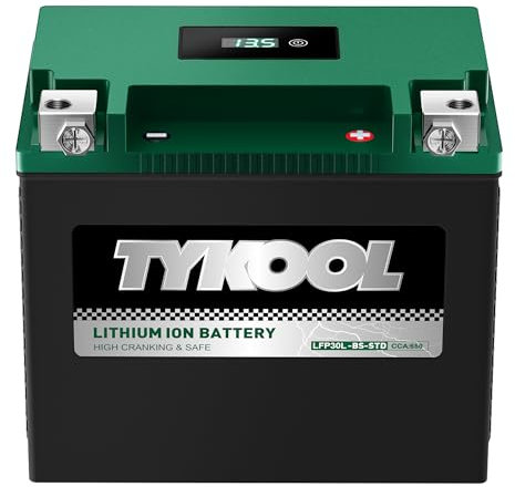 TYKOOL YTX30L-BS-STD LiFePO4 - Batería de litio para motocicleta, 12,8 V, 12 Ah, 650 CCA, BMS integrada, batería para deportes de potencia, para ATV, UTV, embarcaciones personales, motos de nieve, 4