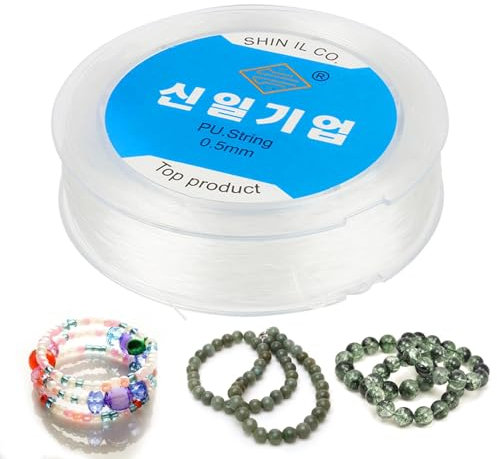 Filo elastico per la creazione di braccialetti, 0,5 mm, 100 m, filo di perle estensibile, trasparente, per braccialetti e collane (trasparente)