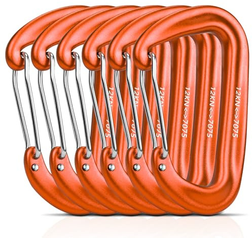 6 Stück Karabinerhaken Groß Schwerlast Alu Karabiner 12KN (1200KG) Belastbarkeit Auswahl aus 7 Farben für Outdoor Hängemattenbefestigung Wandern Camping Camping Rucksackreisen