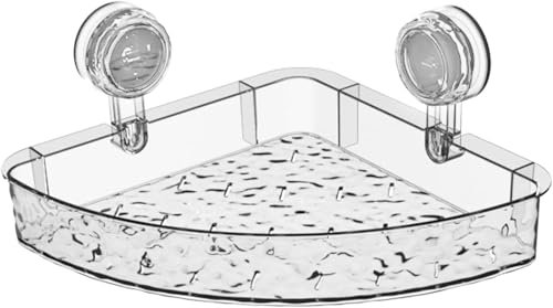 IDAHSOR Eck-Dusch-Caddy, Saugnapf, bohrfrei, Eck-Dusch-Organizer, Regal, Dusch-Saugnapf-Regal, abnehmbar, Duscheck-Caddy für Badezimmer, Küche, Wohnzimmer, Kunststoff, stilvoll, transparent
