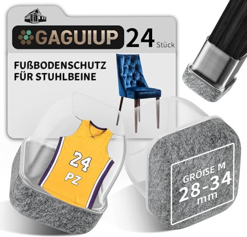 Stuhlbeinkappen Eckig, Bodenschoner für Stühle, Schutzkappen für Stuhlbeine mit Filz,Silikon Stuhlbeinschoner Zum Schutz von Böden, für Bett, Stuhl, Möbelbeinschoner für Hartholzböden