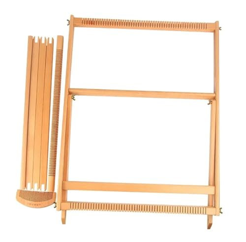 QAUUCP Webrahmen 23,6 H x 21,3 B Extragroßer DIY-Holzwebstuhl-Bausatz, Multi-Craft-Montagerahmen, Webstuhl, Strickmaschine