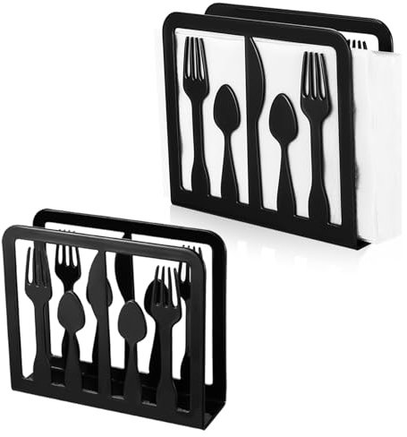 2 Pcs Servilletero de Mesa, Servilleteros de Mesa, Dispensador de Servilletas para Mesa, Soporte para Servilletero Negro para Decoración de Mesa Restaurante Cocina (Patrón de Vajilla)
