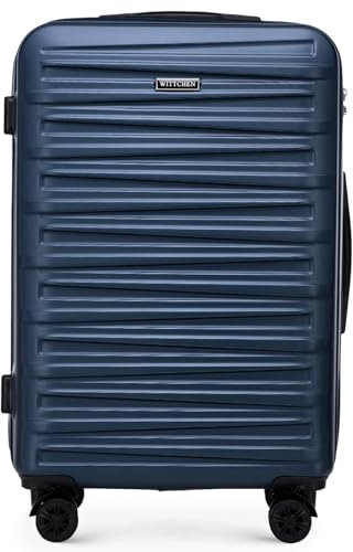 WITTCHEN Skyspeed Line Reisegepäck Medium Koffer Hartschalenkoffer ABS Rollkoffer Trolley Mittlerer Koffer Reisekoffer Kombinationsschloss Teleskopgriff 4 Rollen Marineblau