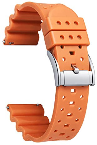 BINLUN Bracelets de Montre en Respirable Silicone Bracelets de Montre Connectée Doux à Dégagement Rapide pour Homme/Femme 6 Couleurs（Orange，20mm）