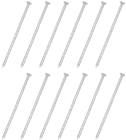 sourcing map 12Pcs Fence Deck Nails, 6 Inch 304 Stainless Steel Spiral Deck Nail Spiral Shank Spikes for House Floor Repairing Wall Woodworking, Silver