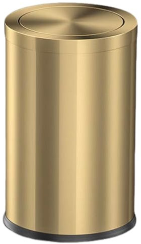 Bathroom Trash Can with Swing Lid, 9L Small Bathroom Trash Can, Metallic Gold Steel, 20 X 31cm