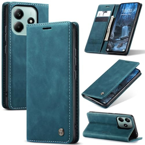 Azororo Cover per Xiaomi Redmi Note 14 5G, Premium PU Pelle Custodia, Magnetica Carta Fessura Portafoglio Case, Flip Cavalletto Custodia per Redmi Note 14 5G - Blu verde