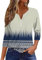 HUIFUAO Tee Shirt Femme Coton Col V Manches 3/4 Chemisiers Et Blouses Chic Et élégant Haut D’été Basiques Légère Tunique Bohème Tops (Z31 Navy, L)