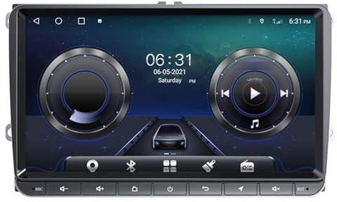 Pizgear Radio de coche con reproductor multimedia y navegación GPS, Android 2din, for Volkswagen, for VW, for POLO, for Jetta, for Skoda, for Octavia, for Golf, for Touran Interfaz multimedia para coc