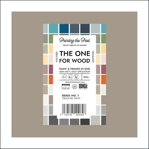 The One for Wood Paint & Primer 10ml (Sample) Beige No. 1 Treasure Maps | Semi Matt Finish, Bio-Based & VOC-Free Formula for Wooden Furniture & Surfaces | Durable & Easy Indoor Home Decorating