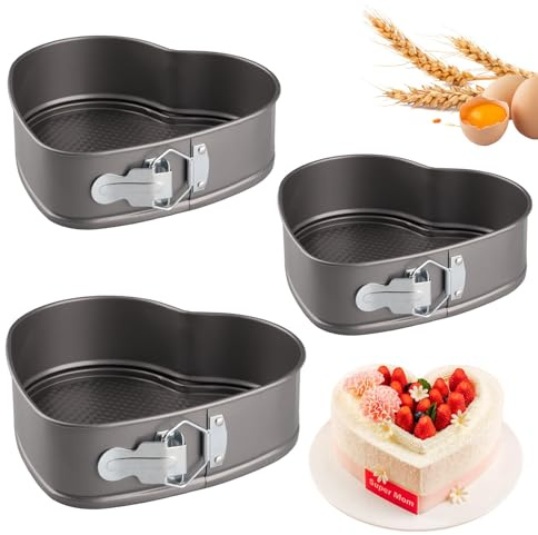 Velicber 3 Pezzi Stampo Torta Forma di Cuore, 20/22/24cm Apribile Con Cerniera a Forma Di Cuore, Tortiera Rimovibile in Acciaio Al Carbonio per La Cottura Di Torte E Dolci