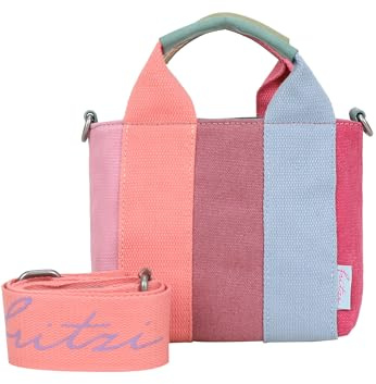 Fritzi Bini Limited Multi Crossbody Umhängetasche mit Reißverschluss und verstellbarem abnehmbarem Webbing-Schultergurt für Alltag und Freizeit 15,5 x 20 x 7 cm, Mehrfarbig